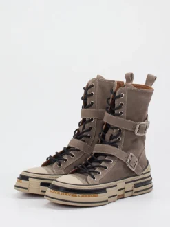 Rebecca White – High-Top-Boots aus Veloursleder Taupe