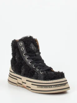 Rebecca White – High-Top-Sneaker aus Textil in Schwarz