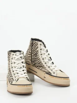 Rebecca White – High-Top-Sneaker aus Fellimitat Zebra-Look