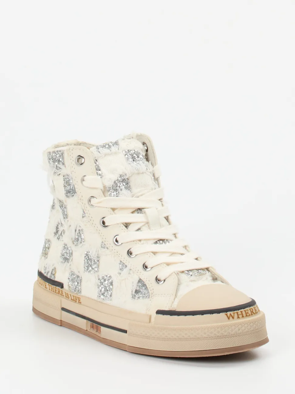 Rebecca White – High-Top-Sneaker aus Textil mit Glitzer