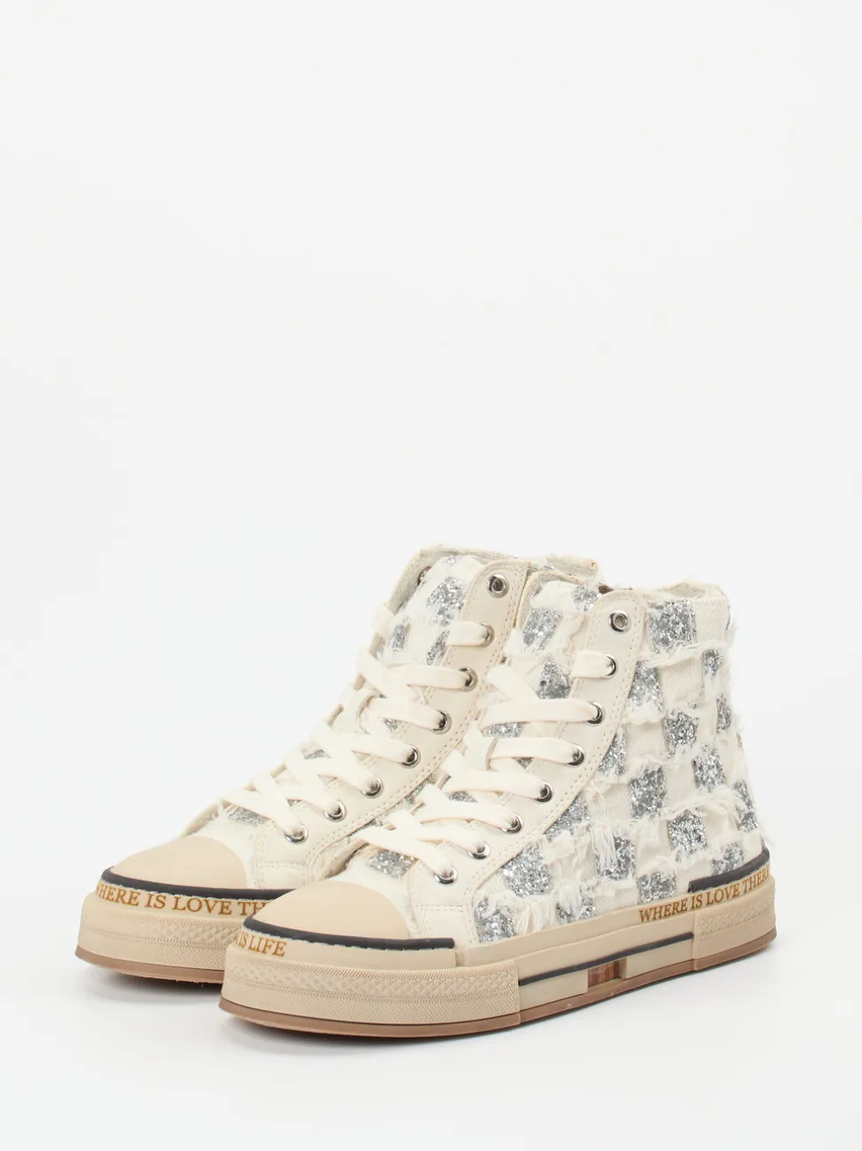 Rebecca White – High-Top-Sneaker aus Textil mit Glitzer
