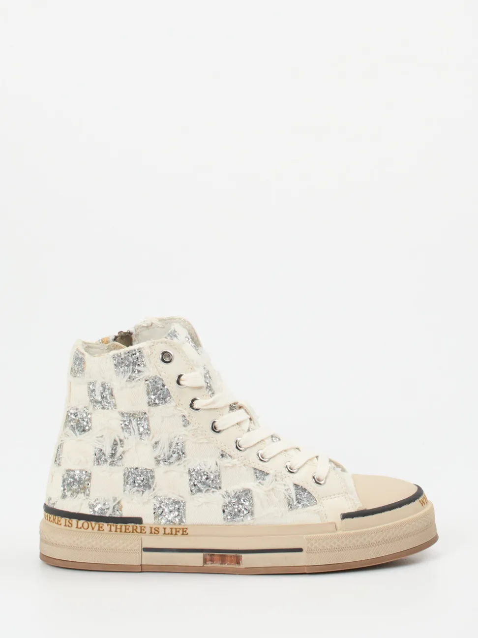 Rebecca White – High-Top-Sneaker aus Textil mit Glitzer