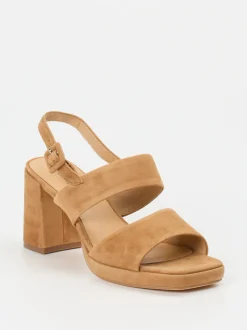 Regarde Le Ciel – Sandalen aus Nubukleder cognacbraun