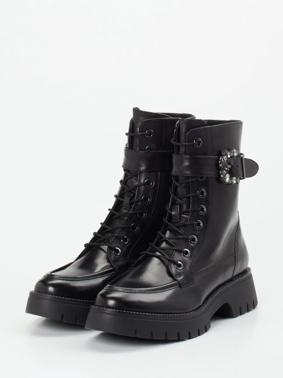 Regarde Le Ciel – Schnürboots aus Lammleder Schwarz