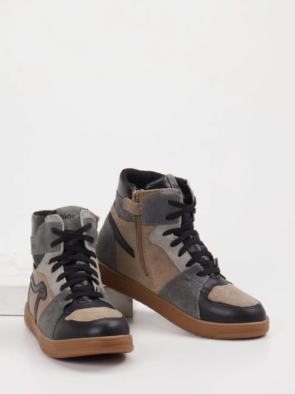Richter – High-Top-Sneaker aus Veloursleder Taupe