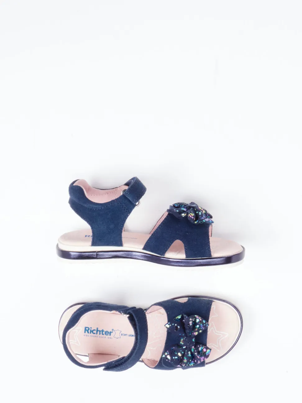 Richter – Klettsandale aus Veloursleder Dunkelblau