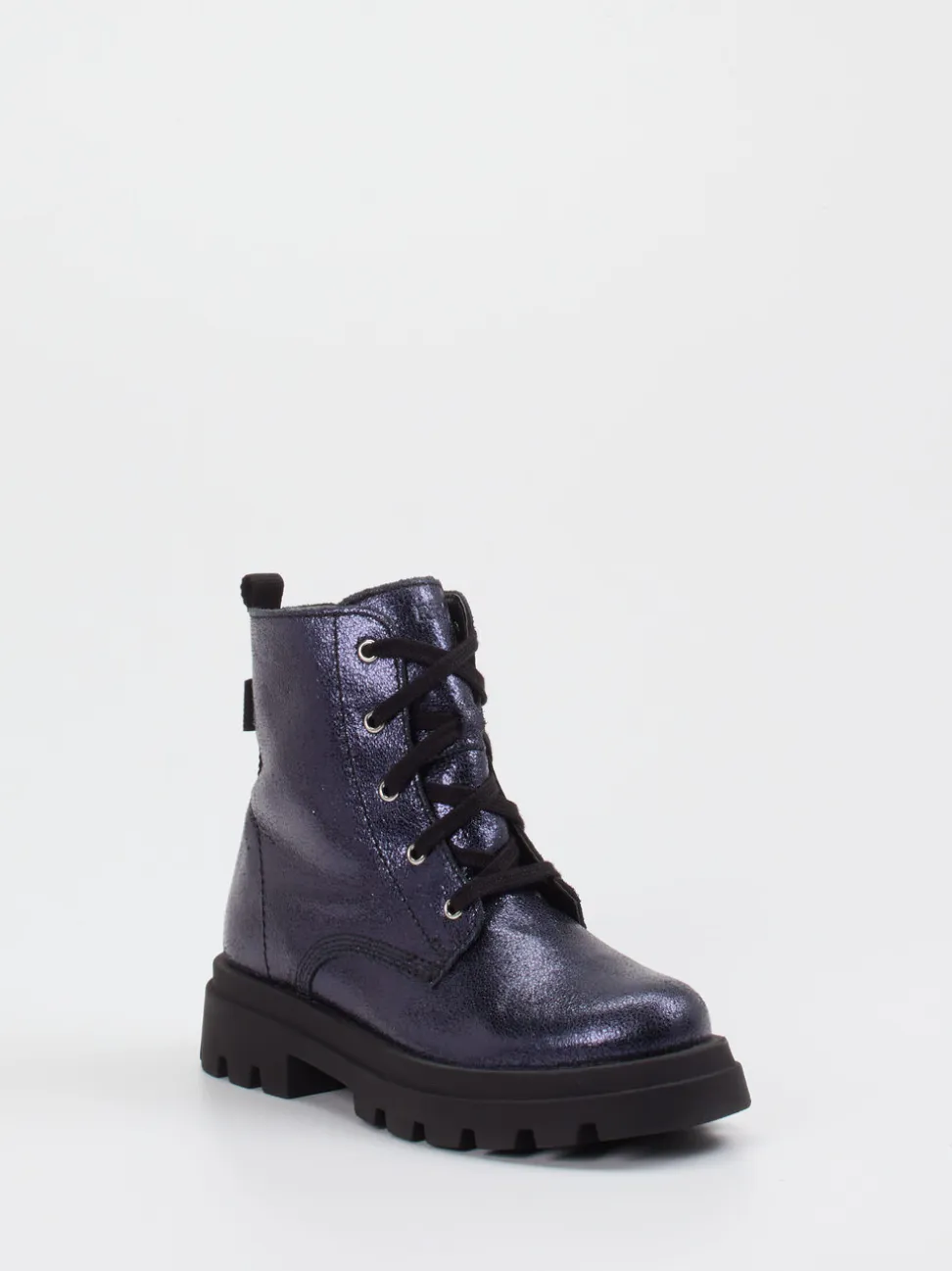 Richter – Schnürboots aus Metallic-Leder Dunkelblau