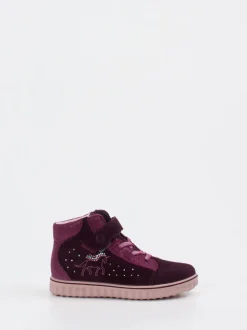 Ricosta – High-Top Sneaker aus Veloursleder brombeer