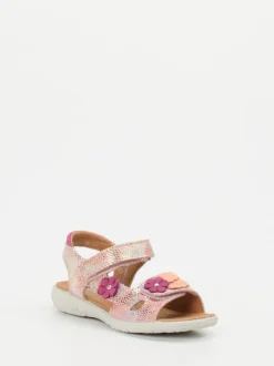 Ricosta – Klettsandale aus geprägtem Leder rosa