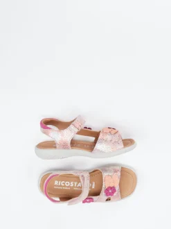 Ricosta – Klettsandale aus geprägtem Leder rosa