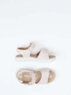 Ricosta – Klettsandalette aus geprägtem Leder rosa
