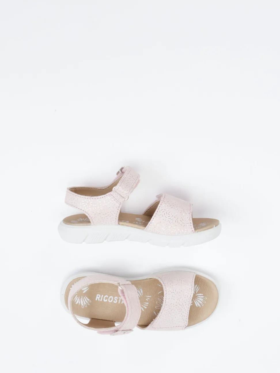 Ricosta – Klettsandalette aus geprägtem Leder rosa