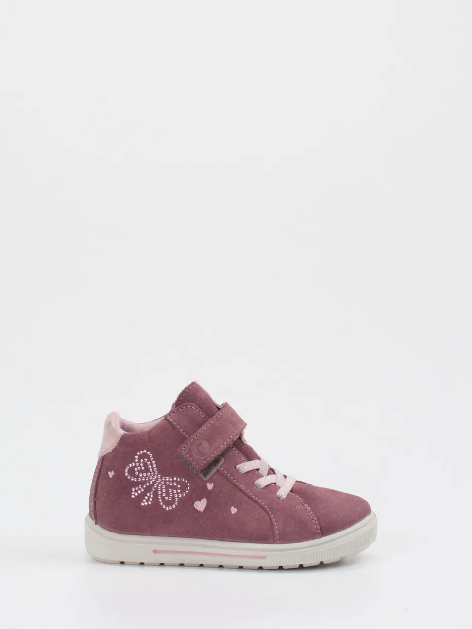 Ricosta – Mid-Cut Sneaker aus Veloursleder Altrosa