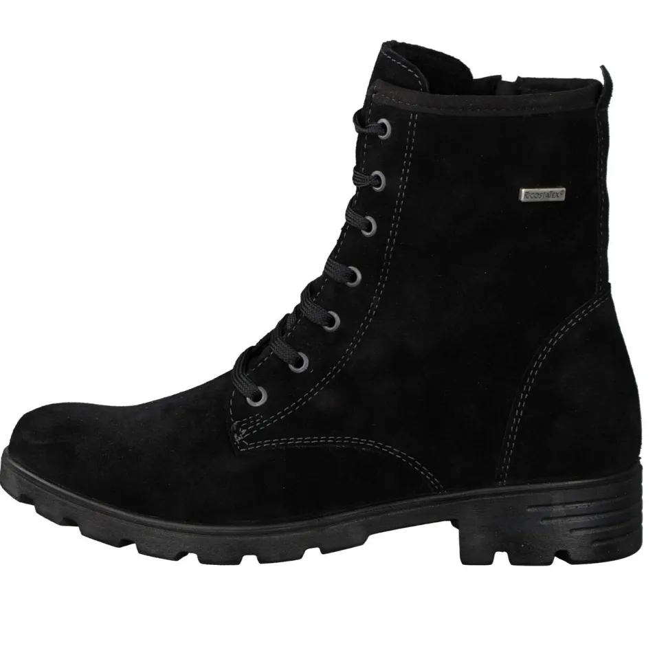 Ricosta – Schnürboots aus Veloursleder Schwarz
