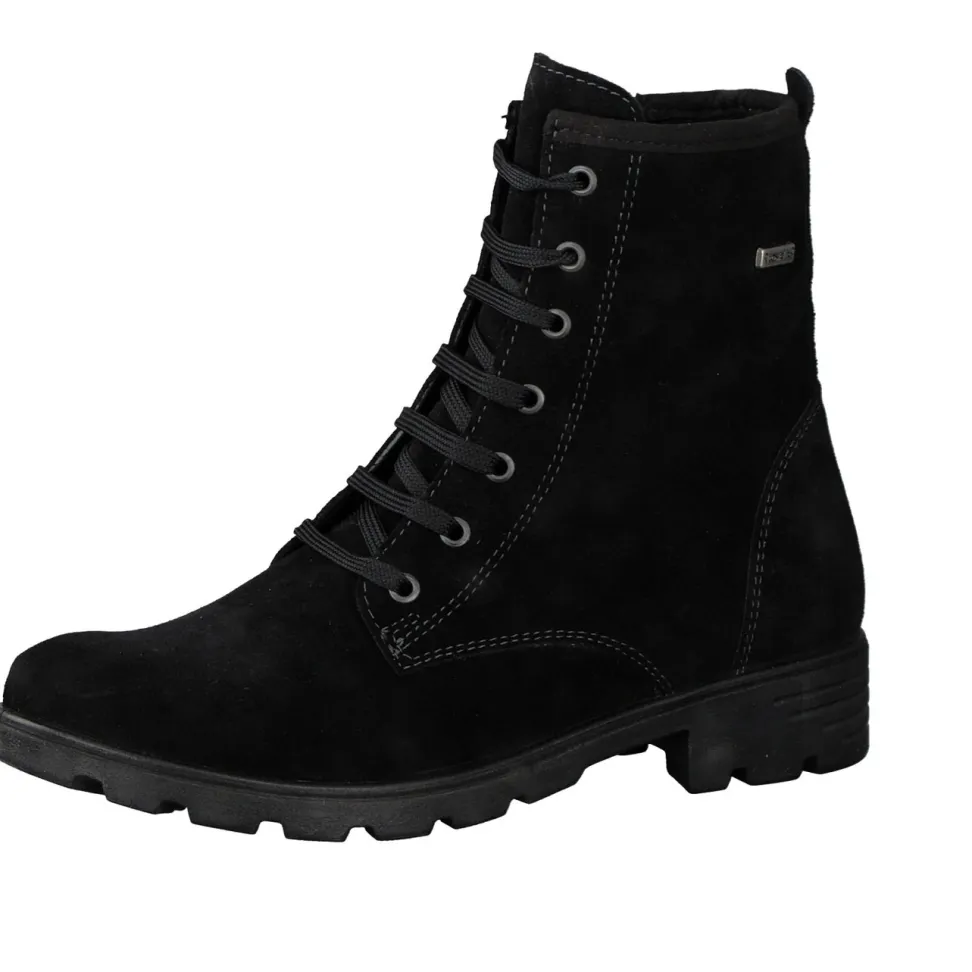 Ricosta – Schnürboots aus Veloursleder Schwarz