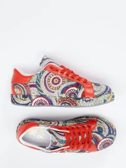 Rise – Low-Top Sneaker aus Textil und Glattleder rot