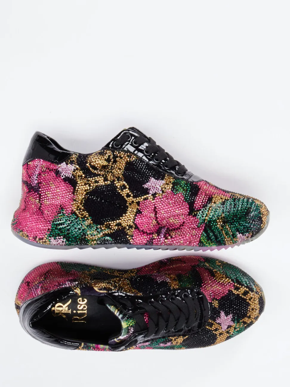 Rise – Low-Top Sneaker aus Textil mit Strassbesatz