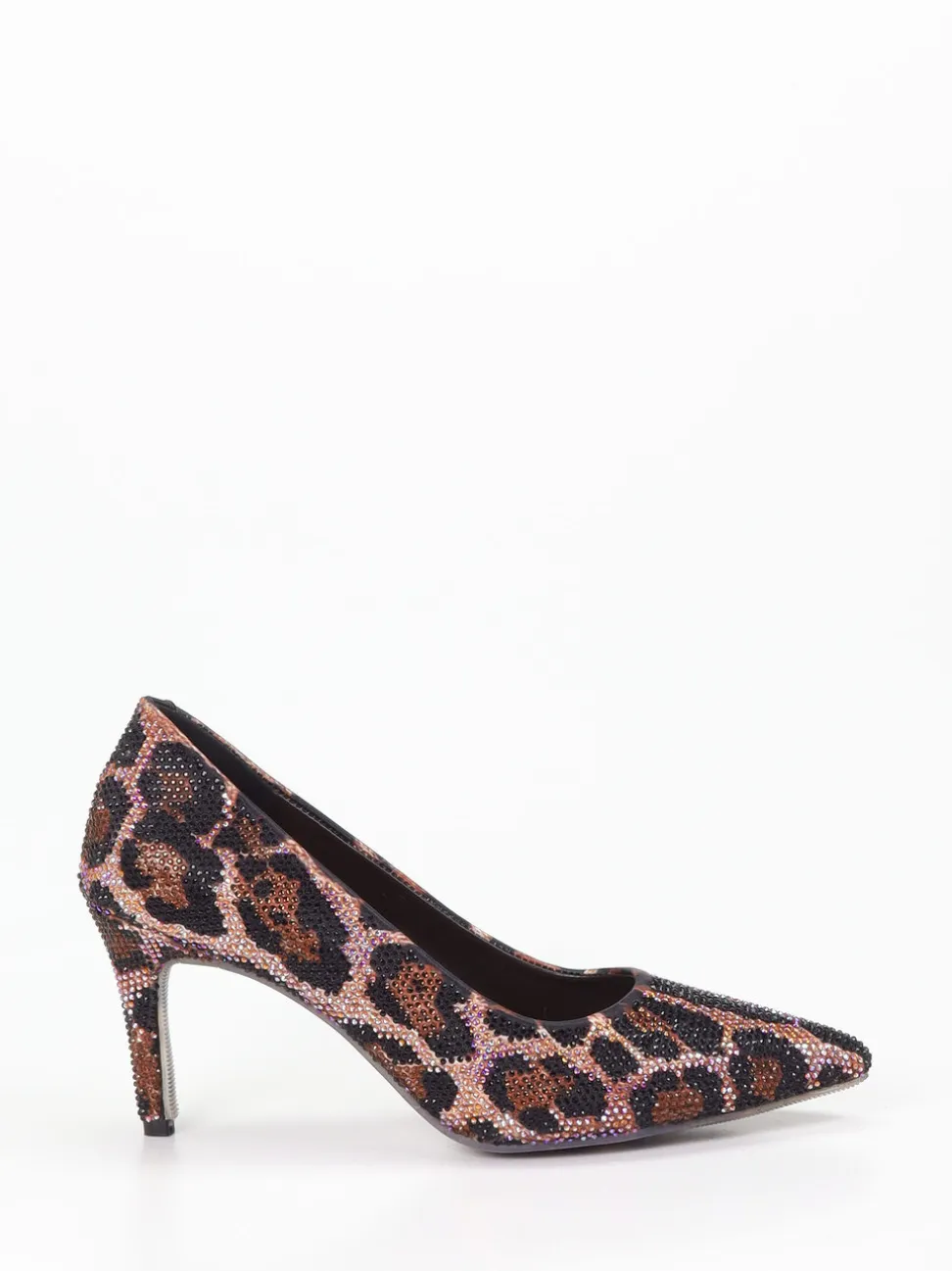 Rise – Pumps aus Textil mit Leoprint-Strassbesatz