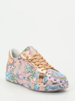 Rise – Sneaker aus Metallic mit Strass und Print