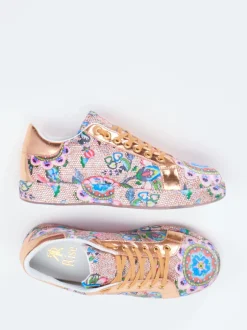 Rise – Sneaker aus Metallic mit Strass und Print