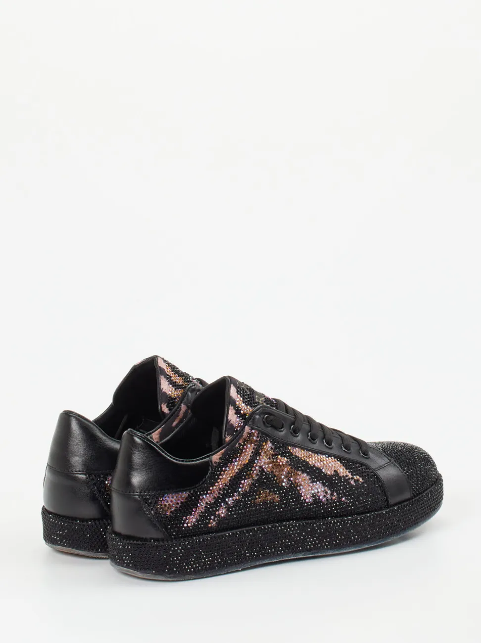 Rise – Sneaker aus Metallic mit Strass und Animal-Print