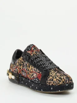 Rise – Sneaker aus Metallicleder mit Animalprint