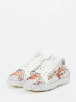 Rise – Sneaker aus Metallicleder mit Strassdetails