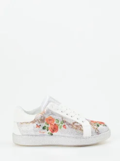 Rise – Sneaker aus Metallicleder mit Strassdetails