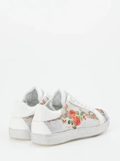 Rise – Sneaker aus Metallicleder mit Strassdetails
