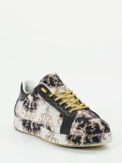 Rise – Sneaker aus Metallicleder mit Strassbesatz