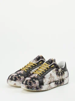 Rise – Sneaker aus Metallicleder mit Strassbesatz