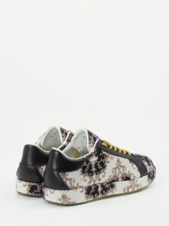 Rise – Sneaker aus Metallicleder mit Strassbesatz