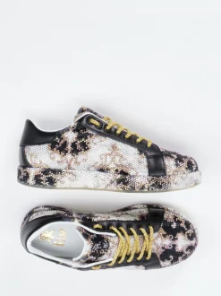 Rise – Sneaker aus Metallicleder mit Strassbesatz