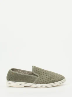 Rivieras – Slip-On aus Veloursleder olivgrün