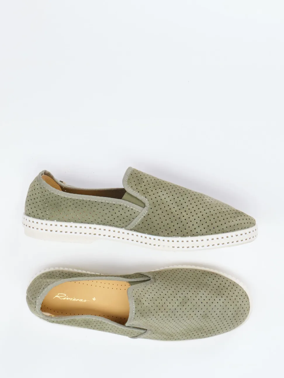 Rivieras – Slip-On aus Veloursleder olivgrün