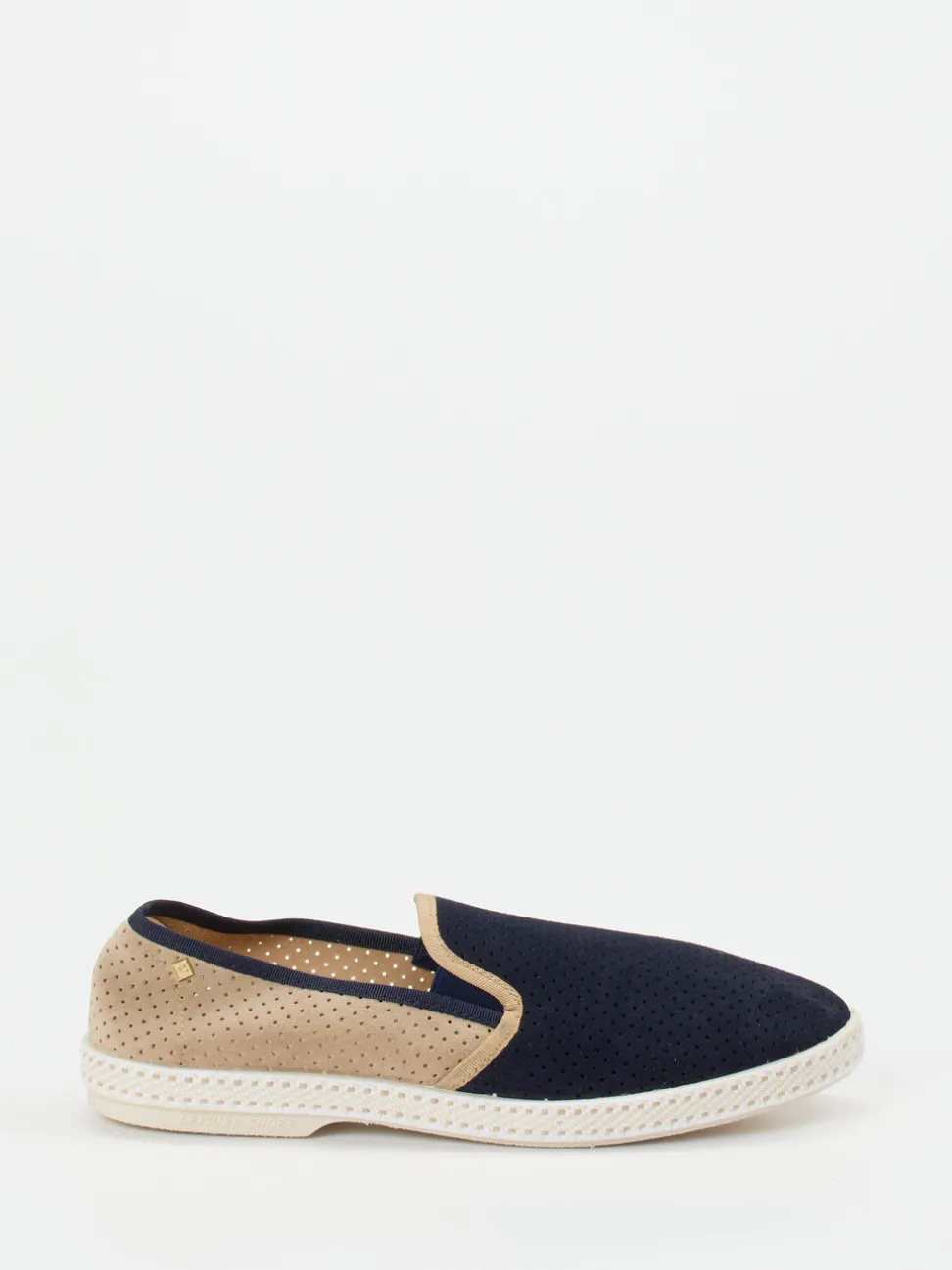 Rivieras – Slipper aus Veloursleder Dunkelblau
