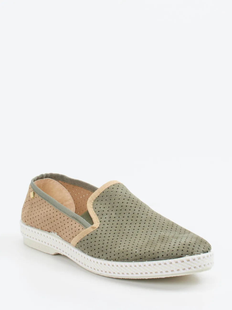 Rivieras – Slipper aus Veloursleder in Salbeigrün