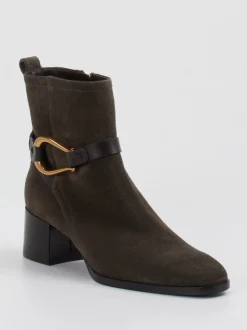 Roberto Festa X Zumnorde – Stiefeletten aus Veloursleder Dunkeloliv