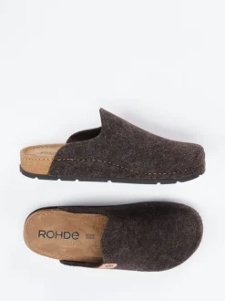 Rohde – Hausschuh-Clog aus Filz Dunkelbraun