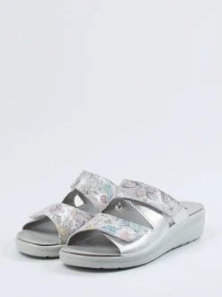 Rohde – Komfort-Pantolette aus Metallicleder silber