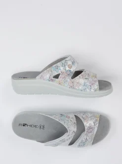 Rohde – Komfort-Pantolette aus Metallicleder silber