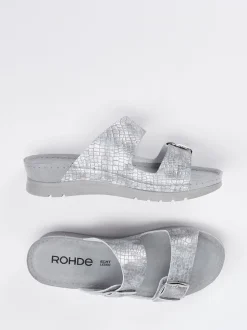 Rohde – Komfort-Pantolette aus geprägtem Leder silber