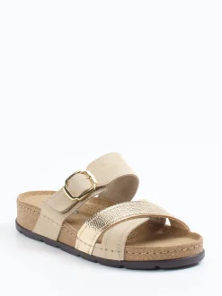 Rohde – Komfort-Pantolette aus Veloursleder beige