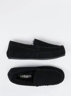 Rohde – Mokassin-Slipper aus Veloursleder schwarz