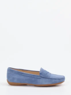 Sí – Loafer aus Veloursleder in Jeansblau