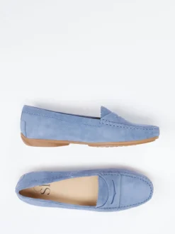 Sí – Loafer aus Veloursleder in Jeansblau