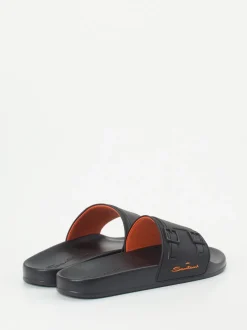 Santoni – Badeslipper aus Gummi in Schwarz