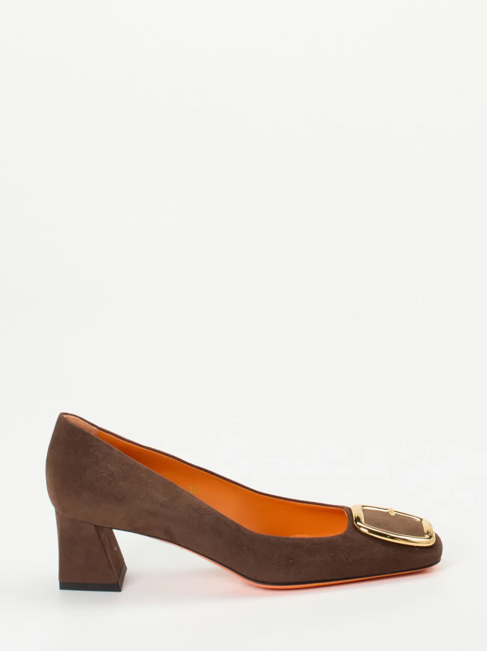 Santoni – Blockabsatz-Pumps aus Veloursleder Braun