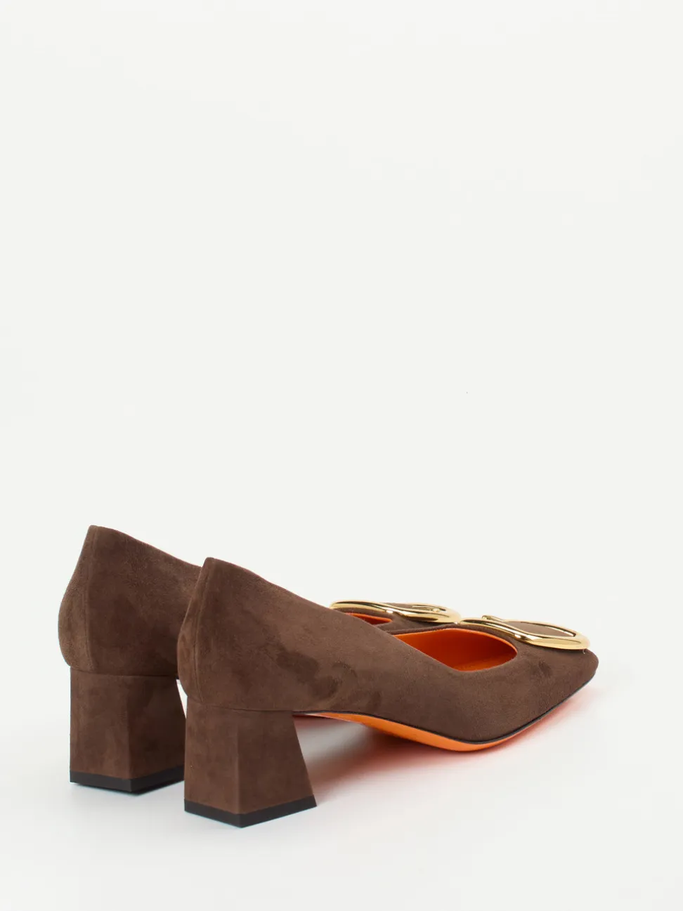 Santoni – Blockabsatz-Pumps aus Veloursleder Braun