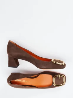 Santoni – Blockabsatz-Pumps aus Veloursleder Braun